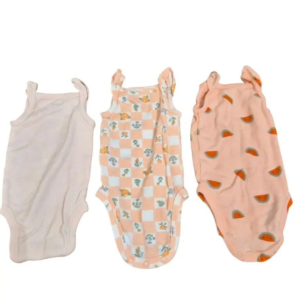 Carter's Newborn Lot of 3 Tank Top Girl Bodysuit Onesie 100% Cotton